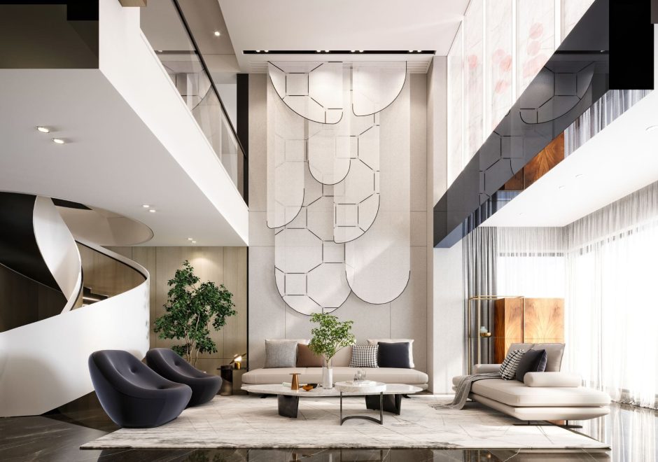 3d render of lucury hotel reception and lobby